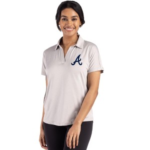 Atlanta Braves Cutter & Buck Coastline Epic Comfort Recycled Womens Dolman Polo - Concrete - Medium - 1 of 1