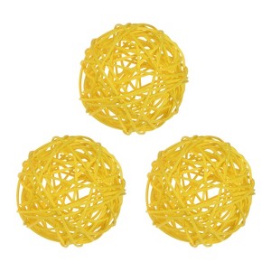 Unique Bargains Wicker Rattan Decorative DIY Crafts Balls for DIY Crafts 3.1 Inch 3 Pcs - 1 of 4