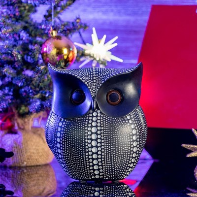 Black and White Polka Dot Owl Figurine - 4.5 inches