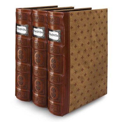 Bellagio-Italia Tuscany CD/DVD Storage Binder - Cognac Brown - Leather - 144-Disc Capacity - 3 Pack