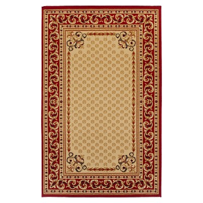 Traditional Floral Scroll Vines Border Indoor Runner or Area Rug by Blue Nile Mills