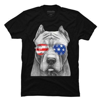 Men's Design By Humans American Pitbull With Sunglasses By T-Shirt