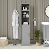 Emma and Oliver Narrow Freestanding Linen Tower Cabinet with In-Cabinet Adjustable Shelves, Upper Open Shelves, and Magnetic Closure Door - 2 of 4