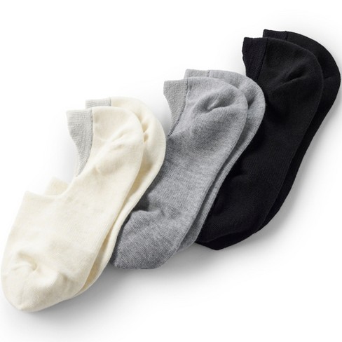 Lands' End Women's No Show Socks 3 Pack - Small - Black Gray White Pack :  Target