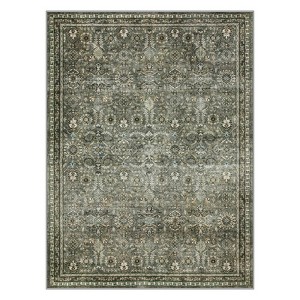 Lahome Vintage Full Coverage Floral Border Short Pile Velvet Rectangular Indoor Area Rug - 1 of 4