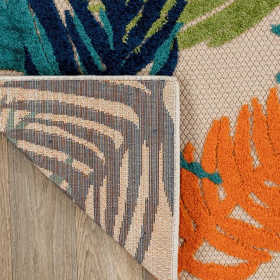 Tropical Floral Multi-Color Synthetic 8' x 10' Indoor/Outdoor Area Rug