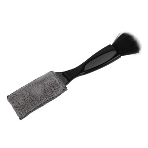 Unique Bargains Car Double Head Detailing Brush Coral Fleece Duster Air Vents Dashboard Screen Brush 8.66" Black 1 Pc - 1 of 4