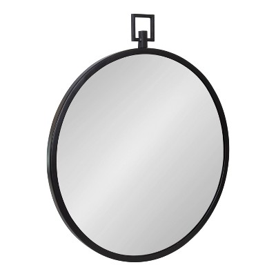 24" x 28" Tabb Round Framed Decorative Wall Mirror Black - Kate & Laurel All Things Decor