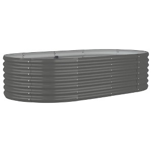 vidaXL Oval Raised Garden Bed - Durable Powder-Coated Steel Gray Planter for Outdoor, Patio, Balcony Decor, DIY Gardening - 1 of 4