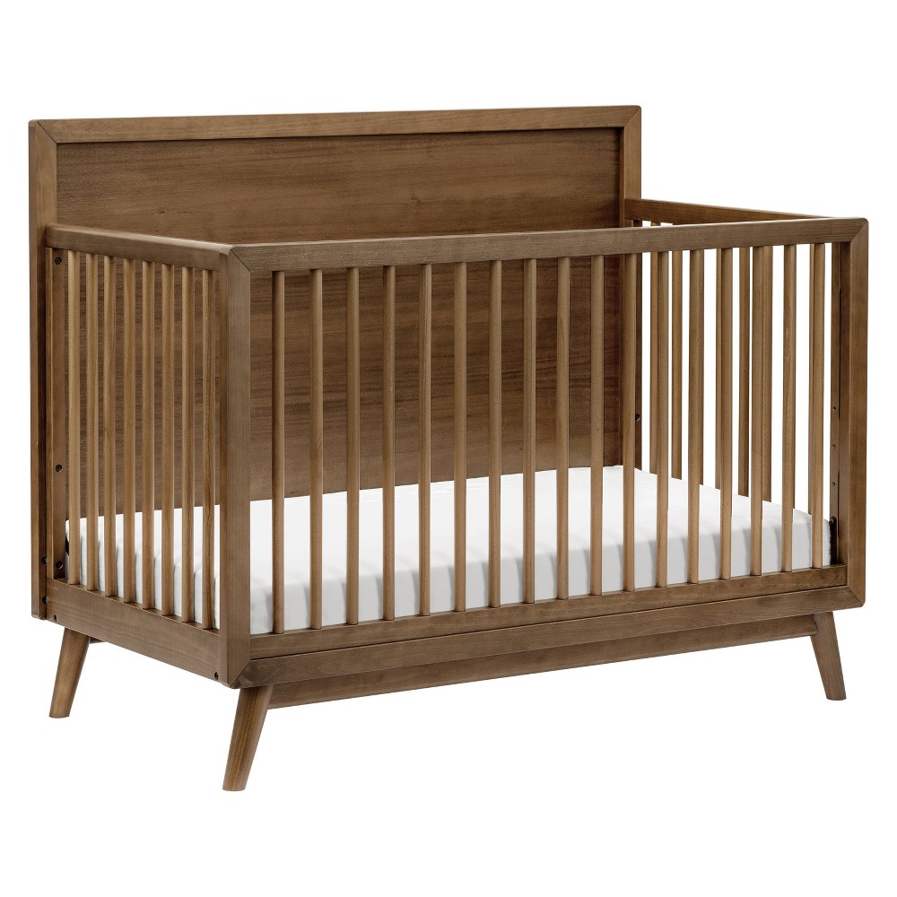 Babyletto Palma Mid-Century 4-in-1 Convertible Crib with Toddler Bed Conversion Kit - Natural Walnut -  88474836
