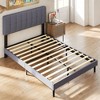 JIONJOY Gray Linen Upholstered Bed Frame - 3-Level Adjustable Headboard, 6.3" Underbed Storage, Noise-Reducing Design - 4 of 4
