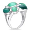 EVERLY JEWELRY | Sterling Silver Simulated Dark and Emerald Green Cat Eye and Cubic Zirconia Bezel Set Mosaic Cocktail Ring - 2 of 3