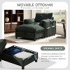 ModernLuxe Single Sofa Chaise Lounge Couch Accent Chair with Storage Ottoman, Adjustable Phone Holder, USB&Type-C Charger, Storage Pockets, Chenille - 3 of 4