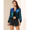INSPIRE CHIC Women's Sequin Long Sleeve Glitter Shiny Party Bomber Jacket - 3 of 4