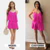 EXLURA Womens Summer Romper Dress 2025 V Neck Spaghetti Strap Pleated Shorts Jumpsuit Beach Vacation Outfits with Pockets - 2 of 4