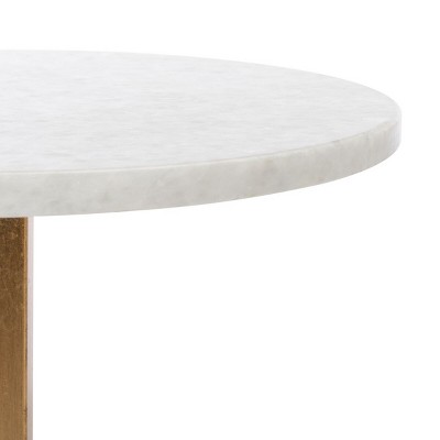 Elegant Myrna Gold and White Granite Round Accent Table