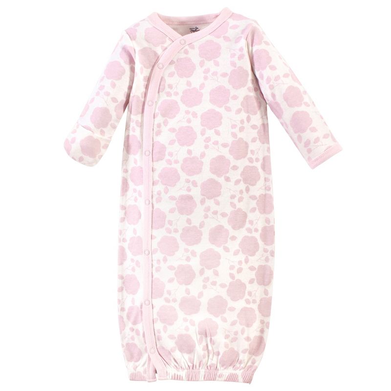 Touched by Nature Baby Girl Organic Cotton Side-Closure Snap Long-Sleeve Gowns 3pk, Pink Rose, 3 of 6