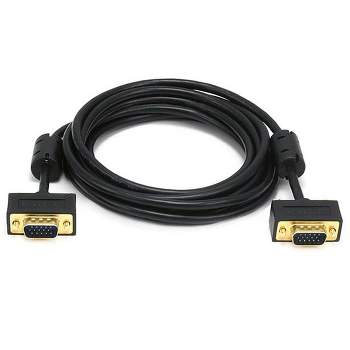 Monoprice Ultra Slim SVGA Super VGA Male to Male Monitor Cable - 10 Feet With Ferrites | 30/32AWG, Gold Plated Connector