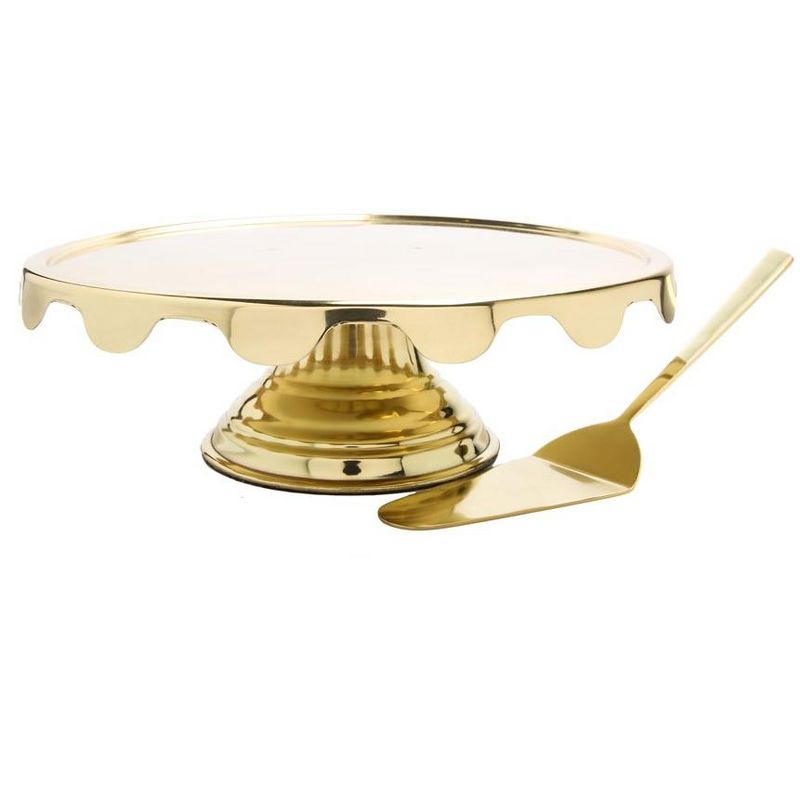 Classic Touch Gold Cake Stand with Server, 1 of 5