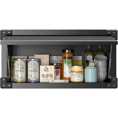AOBABO Metal Wall Cabinet with Up-Flip Door, Small Metal Garage Storage Cabinet for Garage & Office