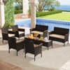 Tangkula 8 Piece Outdoor Patio Rattan Furniture Set Rattan Conversation Set w/ Chairs & Loveseat - 4 of 4