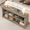 8-Cube Organizer Bookcase, 62" Farmhouse Storage Shelf, Open Cube Organizer with Bins, Low Bookshelf for Living Room - 2 of 4