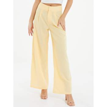 Agnes Orinda Women's Plus Size Boho Palazzo Elastic Waist Stripe Wide Leg Lounge  Pants Yellow 3x : Target