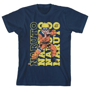 Naruto Classic Ninjutsu Stance Crew Neck Short Sleeve Navy Blue Boy's T-shirt - 1 of 3
