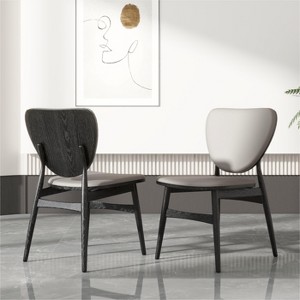 POVISON Contemporary Leather Dining Chairs Set of 2, Gray Side Chairs, Fully Assembled - 1 of 4