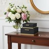 HomeRoots Set of Two Black And Gold Striped Square Nesting Storage Boxes With Lids - 2 of 4