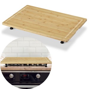 GustoWave Large Bamboo Cutting Boards, Noodle Board Stove Cover with Adjustable Legs for RVs, Kitchens, Camping - 1 of 4