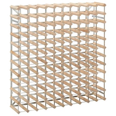 vidaXL Beige Solid Pinewood Wine Rack - Free-Standing Rustic Design Wine Storage for 120 Bottles - Easy-to-Assemble with Included Mounting Materials
