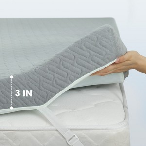 3 in. Gel Memory Foam Mattress Topper with Bamboo Cover White/Gray- Breathable & Supportive - 1 of 4