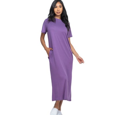 Slickblue Women's Casual Side Pocket Tee Dress, Short Sleeve Jersey Knit, Relaxed Fit, 12 Color Options, Size S-L