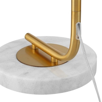 Casaba Mid-Century Gold Metal Arc Floor Lamp with White Marble Base