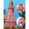 INSPIRE CHIC Women's Boho Floral Square Neck Midi Smocked Maxi Dress - 2 of 4