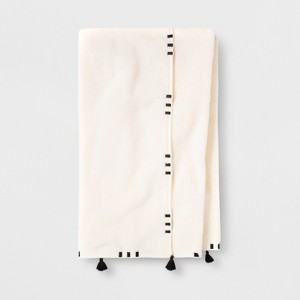 Embroidered Hem Bath Towel Black/Cream - Opalhouse , Beige