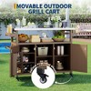 TROPOW Outdoor Grill Cart with Storage Cabinet, Farmhouse Solid Wood Kitchen Island on Wheels, Outdoor Grill Table with Stainless Steel Table Top - 2 of 4
