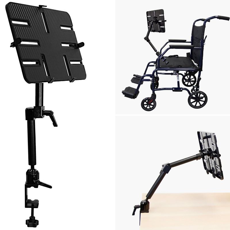 Mount-It! Full Motion Tablet Holder for Mic Stand or Desk | Wheelchair Tablet Mount for iPad, Tablet & Phone | C-Clamp Base | Fits 6 to 14 in. Screens, 2 of 9