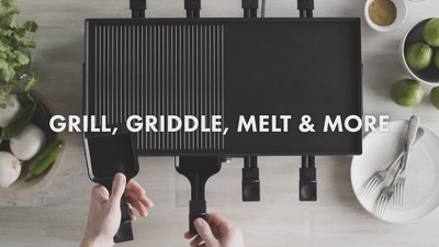 Black Nonstick Electric Griddle with Reversible Grill Plate