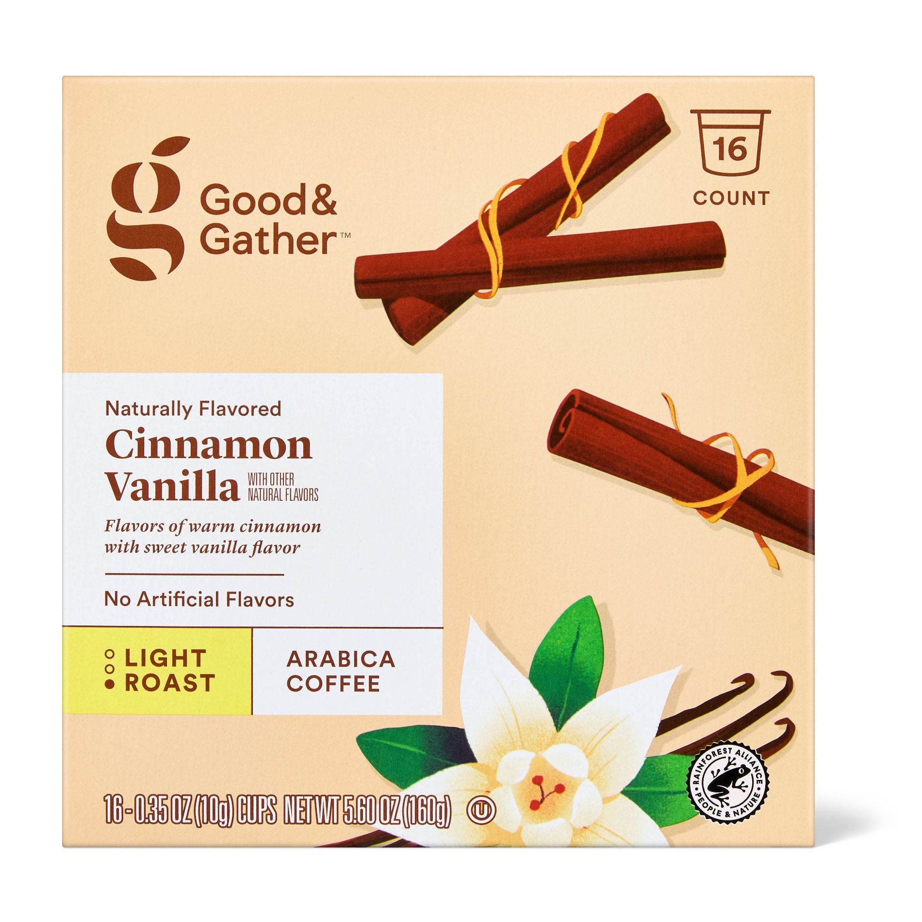 Naturally Flavored Cinnamon Vanilla Light Roast Coffee - 16ct Single Serve Pods - Good & Gather™