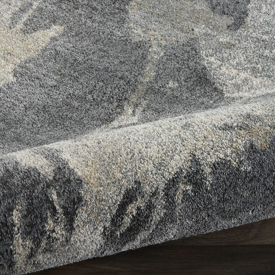 Beige and Grey Abstract Stain-Resistant Synthetic Area Rug
