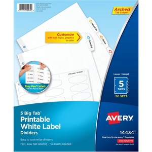Avery Big Tab White Label Tab Dividers 5-Tab Letter 14434 - 1 of 4
