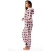 Just Love Womens One Piece Buffalo Plaid Adult Bodysuit Faux Sherling Lined Hoody Pajamas - 3 of 4