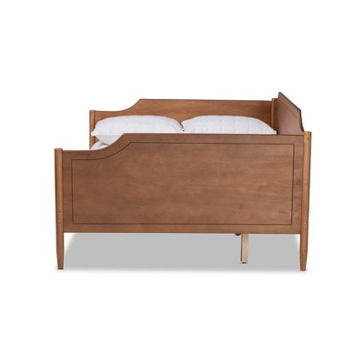 Walnut Brown Full Size Tufted Upholstered Wood Daybed
