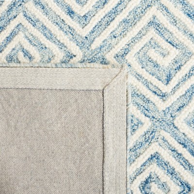 Light Blue and Ivory Geometric Wool Hand-Tufted Area Rug