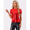 Allegra K Women's Party Metallic Short Sleeve Textured Shiny T-shirts - 3 of 4