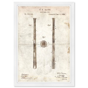 15" x 21" Baseball Bat 1885 Parchment Sports and Teams Framed Art Print - Wynwood Studio: Modern Wall Decor, Vertical Digital Art - 1 of 4