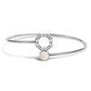 Haus of Brilliance Silver 7X7MM Created Opal and White Sapphire Halo Bangle Bracelet - 2 of 4
