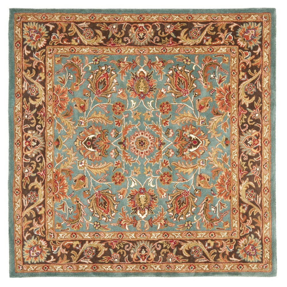 8×8 Floral Tufted Square Area Rug Blue Brown Safavieh For Sale